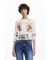 Desigual Floral Crewneck Sweater In White