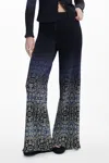 Desigual Flare Leg Pull-on Pants In Blue