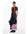 Desigual Floral-print Midi Dress In Multi
