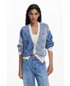 Desigual Mixed Stripe Cardigan In Blue
