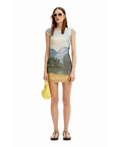 Desigual Women's Van Gogh Short Dress In Blue