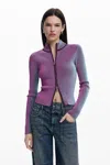 Desigual Zipper Cardigan With Vertical Stripes In Purple