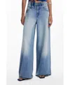 Desigual Shadow Pocket Wide Leg Jeans In Blue
