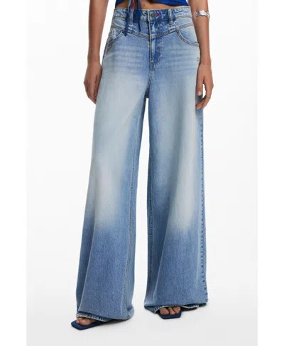 DESIGUAL WOMEN'S WIDE LEG DENIM TROUSERS