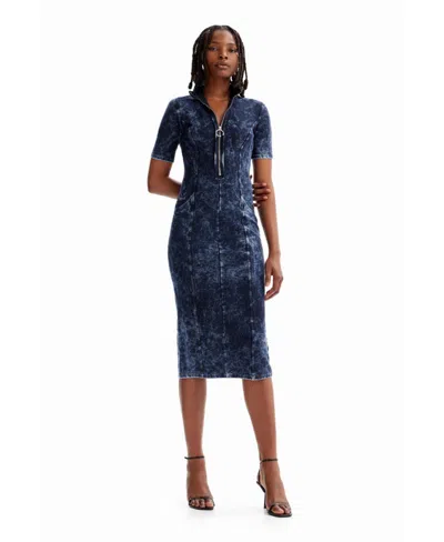 Desigual Women's Denim-effect Dress In Blue