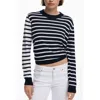 Desigual Blocked Stripe Crewneck Sweater In Black