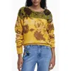 Desigual Abstract Floral Sweater In Yellow