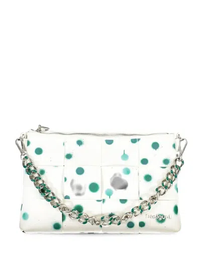 Desigual Woven Spray-paint Shoulder Bag In White
