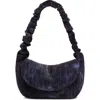 Desigual X Collina Strada Batik Pattern Plissé Shoulder Bag In Dark Blue