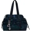 Desigual X Collina Strada Large Batik Pattern Satin Shoulder Bag In Black