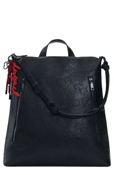 Desigual X Disney Mickey Mouse Medium Faux Leather Backpack In Black