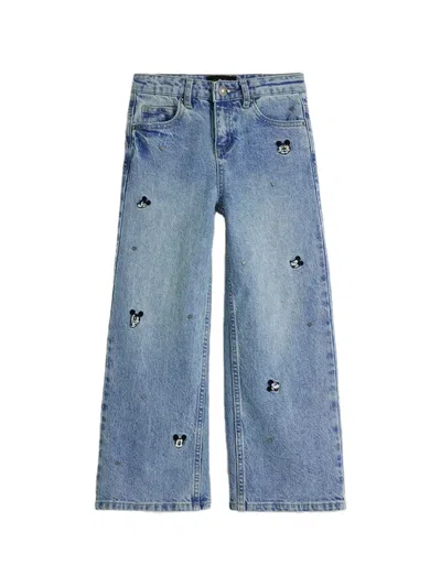 Desigual Kids' X Disney Mickey-embroidered Jeans In Blue