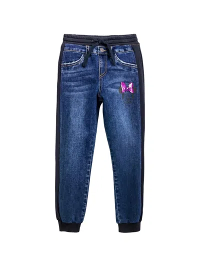 Desigual Kids' X Disney Sequin-appliqué Panelled Jeans In Blue