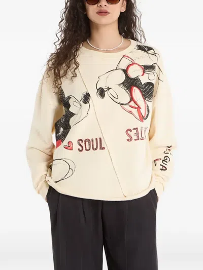 Desigual X Mickey And Minnie Mouse Graphic-print Sweatshirt In Neutral