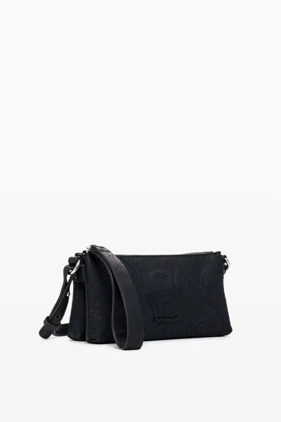 Desigual Embroidered Xl Wallet In Black