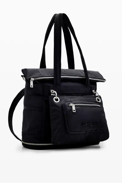 Desigual Xl Multi-position Voyager Backpack In Black