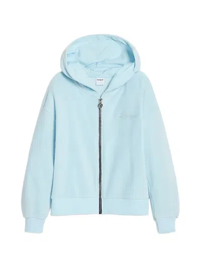 Desigual Kids' Zip Hoodie In Blue