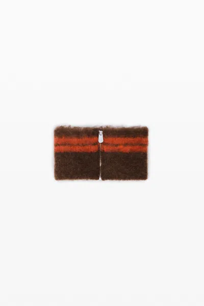 Desigual Zipper Knit Scarf In Brown