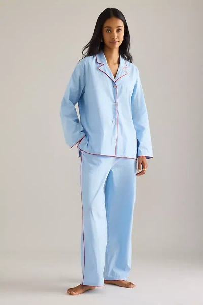 Desmond & Dempsey 402 Long Pyjama Set In Blue