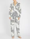 Desmond And Dempsey Printed Cotton Pyjama Set In Black Cream