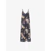 Desmond And Dempsey And Dempsey Womens Black Relaxed-fit Floral Cotton Nightdress In Black
