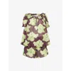 Desmond And Dempsey And Dempsey Womens Cocoa/lime Idyllic Short-sleeve Cotton Pyjama Set