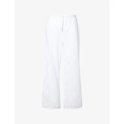 Desmond And Dempsey And Dempsey Womens White Textured Wide-leg Cotton Pyjama Bottoms