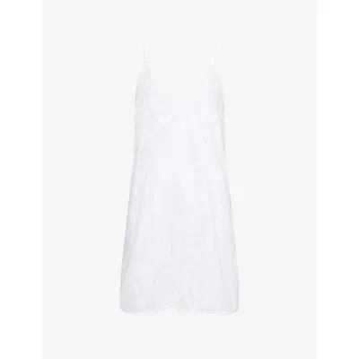 Desmond And Dempsey And Dempsey Womens White V-neck Textured Cotton Nightdress