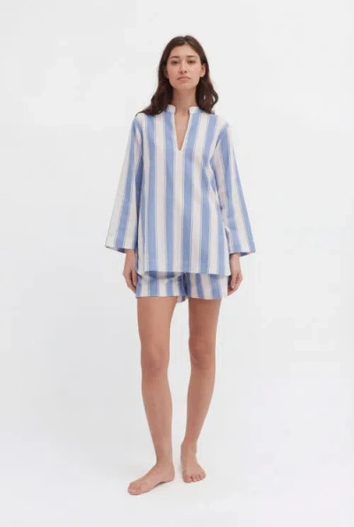 Desmond & Dempsey Boat Pajama Set In Blue