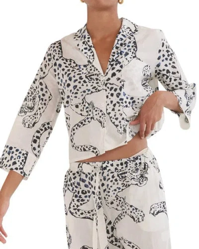 Desmond & Dempsey Boxy Pajama Shirt In White