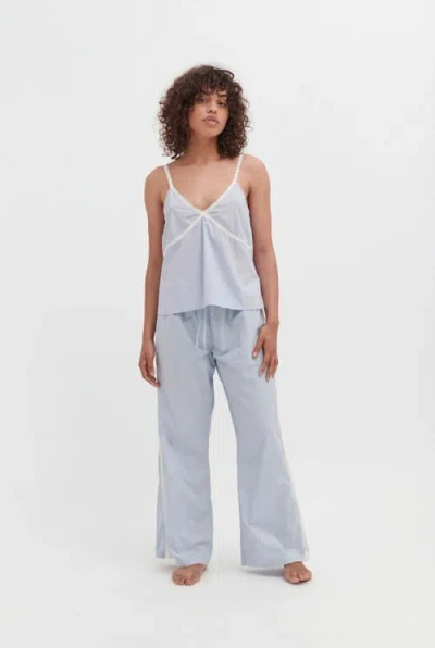 Desmond & Dempsey Cami Top & Lounge Wide Leg Trouser Set In Blue