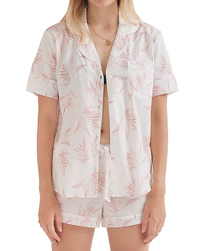 Desmond & Dempsey Women's Deia 2-piece Cotton Short Pajama Set In White Pink