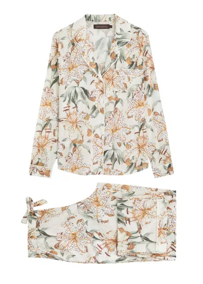 Desmond & Dempsey Floral-printed Cotton Pyjama Set