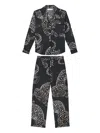 Desmond & Dempsey Jag Buttoned-printed Long Pyjama Set In Black