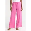 Desmond & Dempsey Linen Flare Pajama Pants In Pink