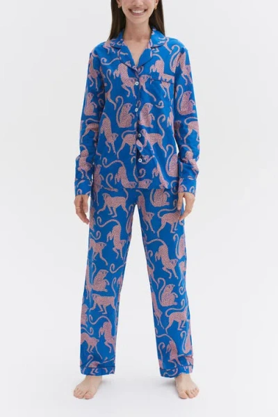 Desmond & Dempsey Long Pajama Set In Blue