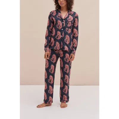 Desmond & Dempsey Long Pajama Set In Black
