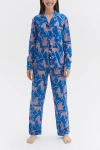 Desmond & Dempsey Long Pajama Set In Blue