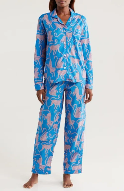 Desmond & Dempsey Long Sleeve Cotton Pajamas In Multi