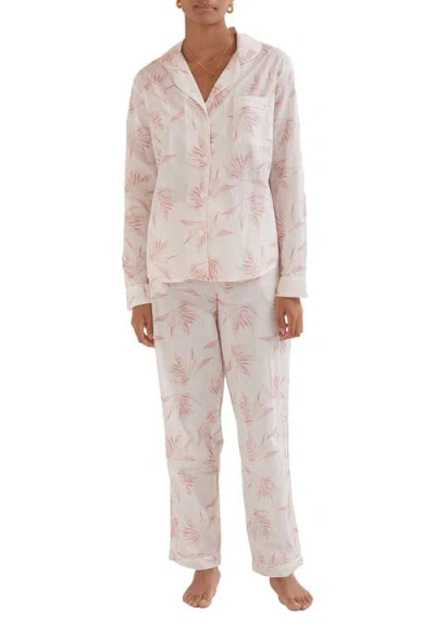 Desmond & Dempsey Long Sleeve Cotton Pajamas In Pink