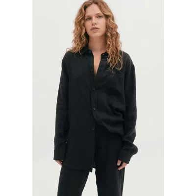 Desmond & Dempsey Lounge Pajama Shirt In Black