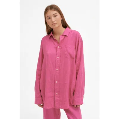 Desmond & Dempsey Lounge Pajama Shirt In Pink