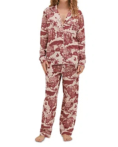 Desmond & Dempsey Women's Loxodonta Print Cotton Pajama Set In Wine
