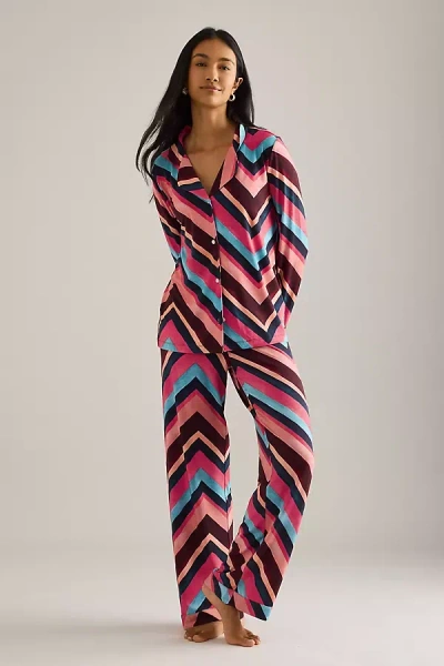 Desmond & Dempsey Milou Jersey Long Pyjama Set In Pink