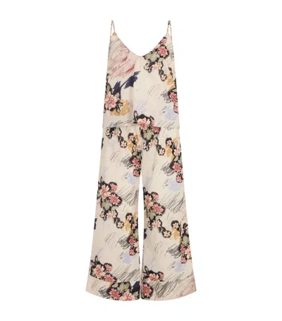 Desmond & Dempsey Organic Cotton Love Print Pyjama Set In Neutral