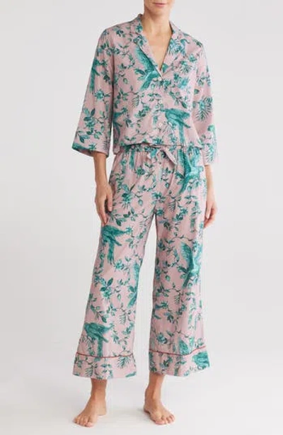 Desmond & Dempsey Print Boxy Wide Leg Cotton Pajamas In Multi