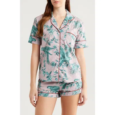 Desmond & Dempsey Print Cotton Short Pajamas In Green