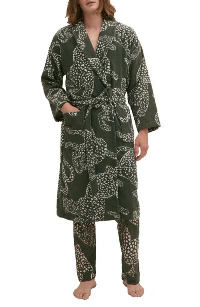 Desmond & Dempsey Print Cotton Terry Cloth Robe In Multi