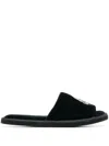 Desmond & Dempsey Sansindo Tiger-print Slippers In Black