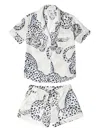 Desmond & Dempsey Short Sleeve Printed Pajamas In Multi